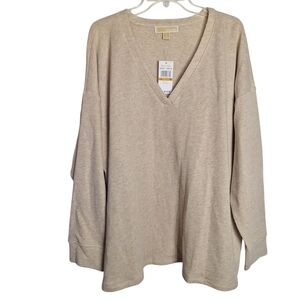 MICHAEL Michael Kors Beige V Neck Pullover Sweater Long Sleeve Womens 3X